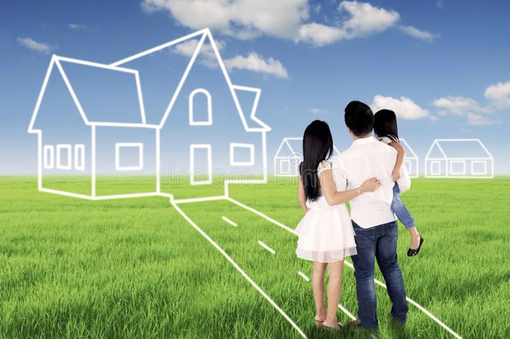 young family looking at their dream house stock image image of back, meadow 98305819